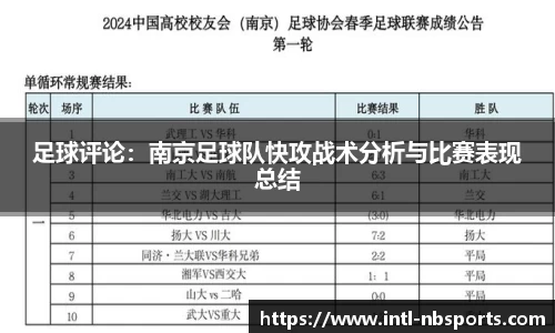 足球评论：南京足球队快攻战术分析与比赛表现总结